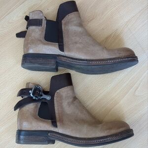 A.S.98 Chelsea Ankle Boots Biker Buckle‎ Tan Brown Size 6 US 36 EU